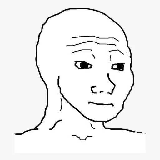 The ANON wojak meme: a hand-drawn bald face with a blank expression